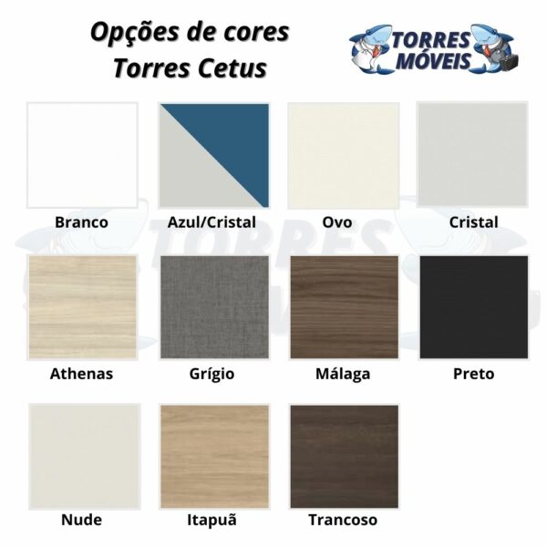 Opções de cores da linha de móveis Torres Cetus