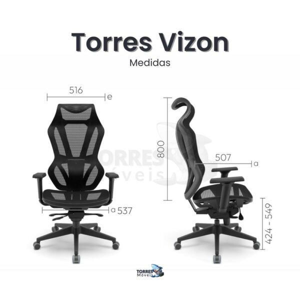 torres vizion cadeira para escritorio em tela medidas